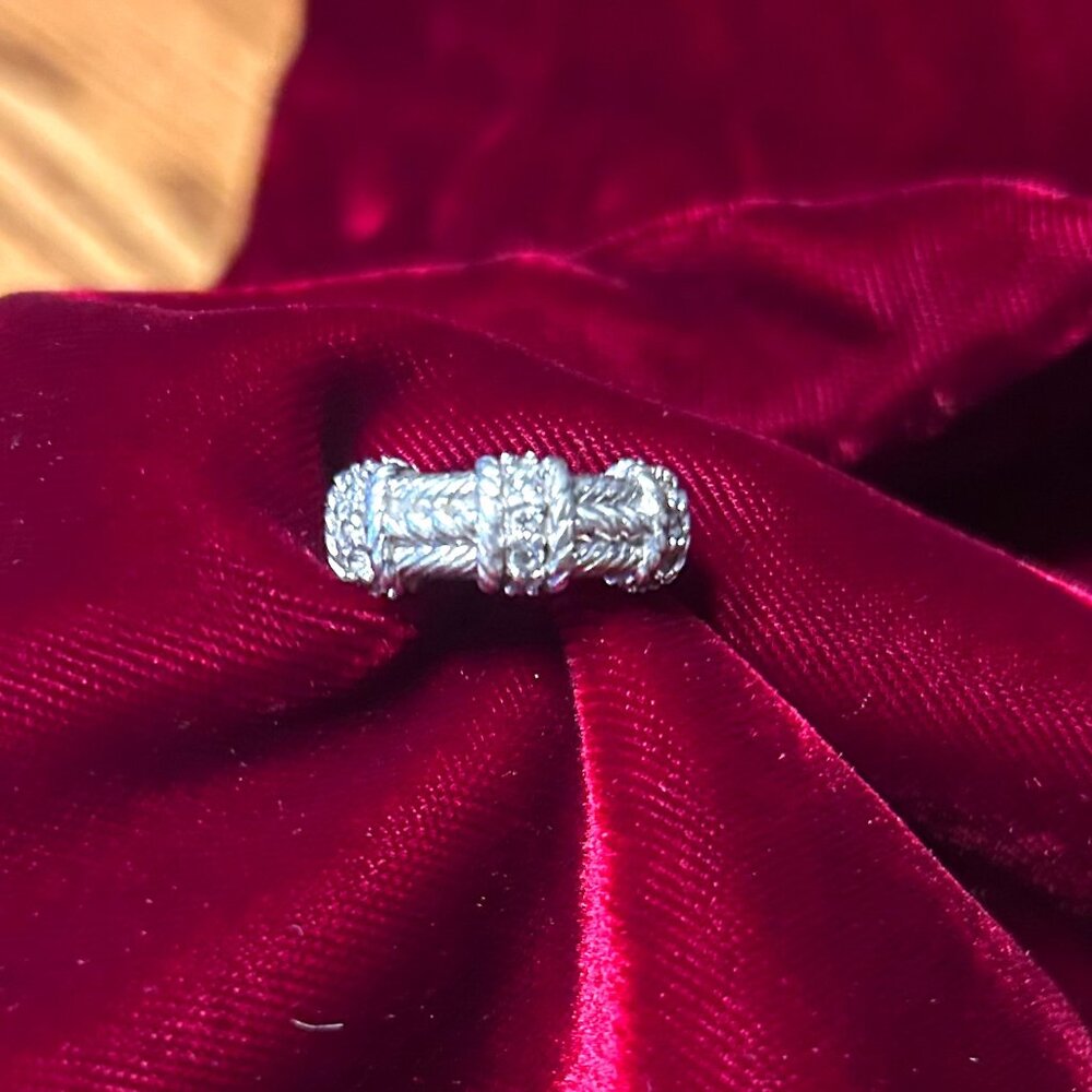 Vintage Judith Ripka Sterling Silver CZ rope style ring